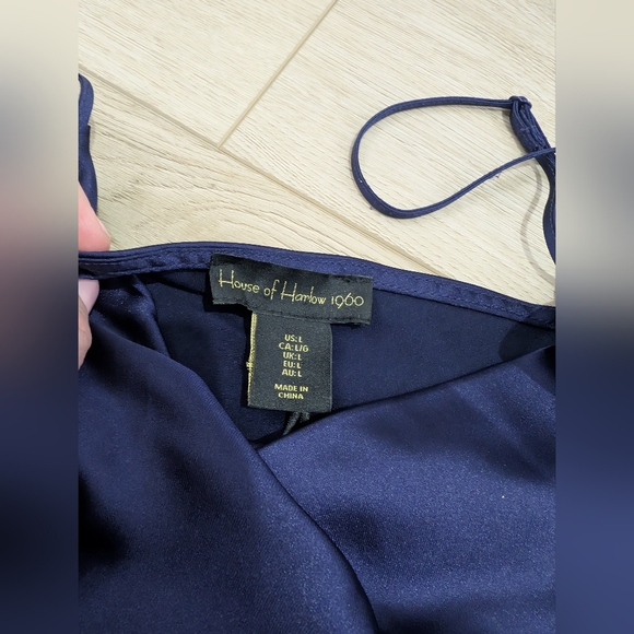 NWT House of Harlow 1960 Midnight Blue Satin Bodysuit - Picture 4 of 8